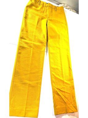 Banana Republic Yellow Trouser Pants Womens Size 6 100% Wool Wide Leg Made In Jo